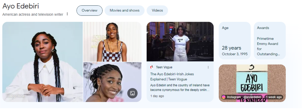 Google has well-covered about  Ayo Edebiri